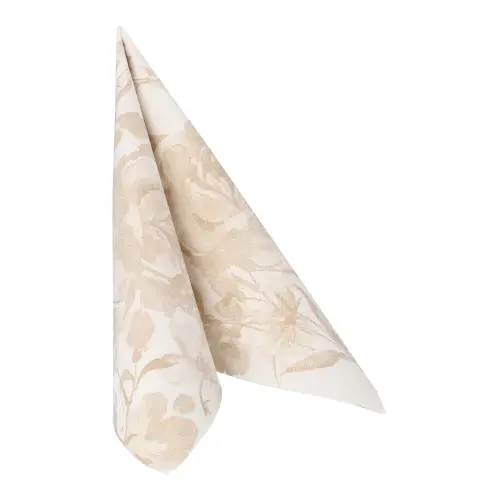 PAPSTAR Servietten "ROYAL Collection" 1/4-Falz 40 cm x 40 cm sand "Rose", 8 x 20 Stück