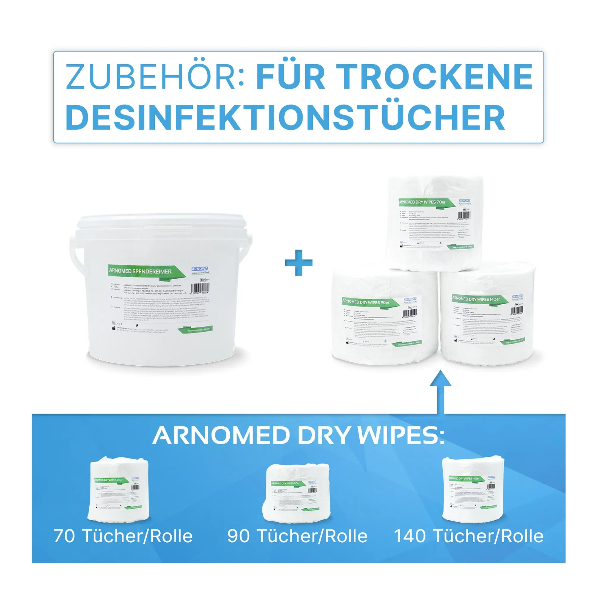 ARNOMED Spendereimer für trockene Vliestuchrollen 3,4 Liter leer