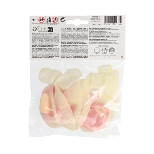 PAPSTAR Luftballons Ø 29 cm mit Herz-Konfetti, 12 x 6 Stück