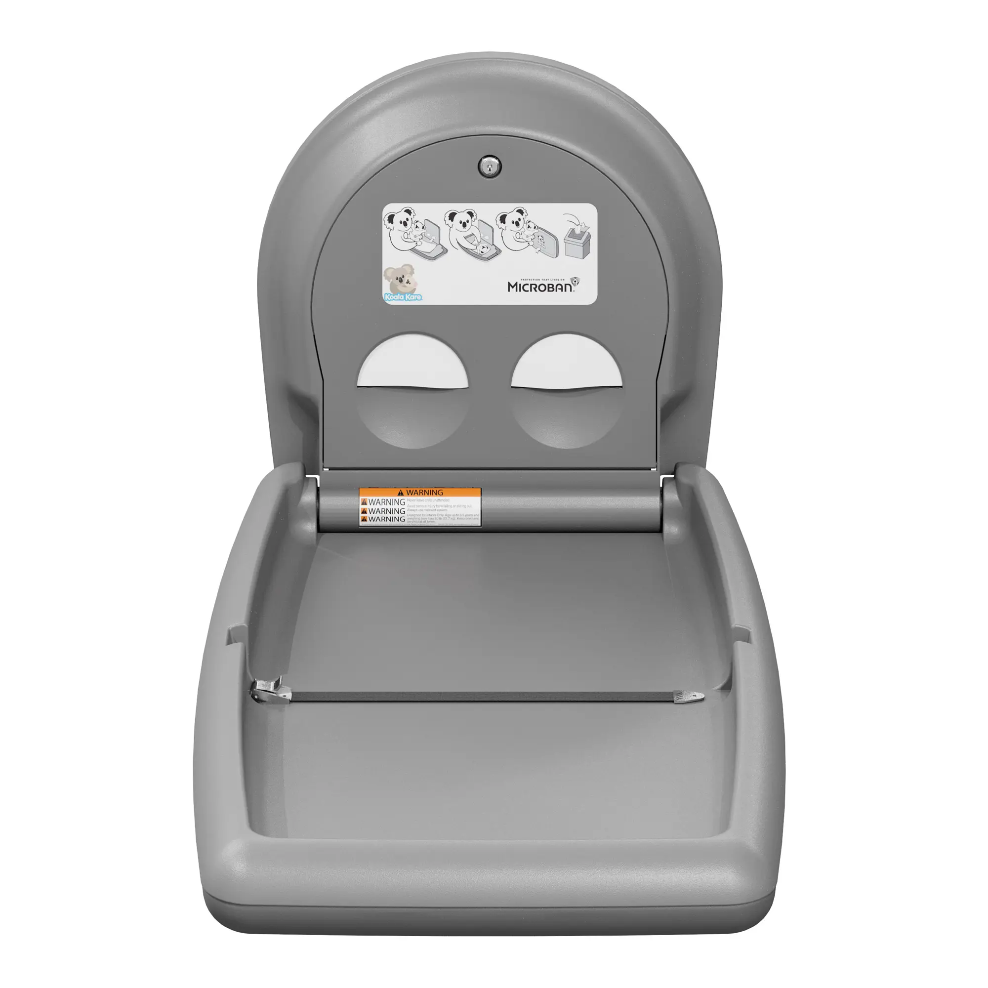 Koala Kare Vertikaler Babywickeltisch KB301 aus grauem Polyethylen, wandmontierte Kinderwickelstation mit Microban-Schutz, Art.-Nr. KB301