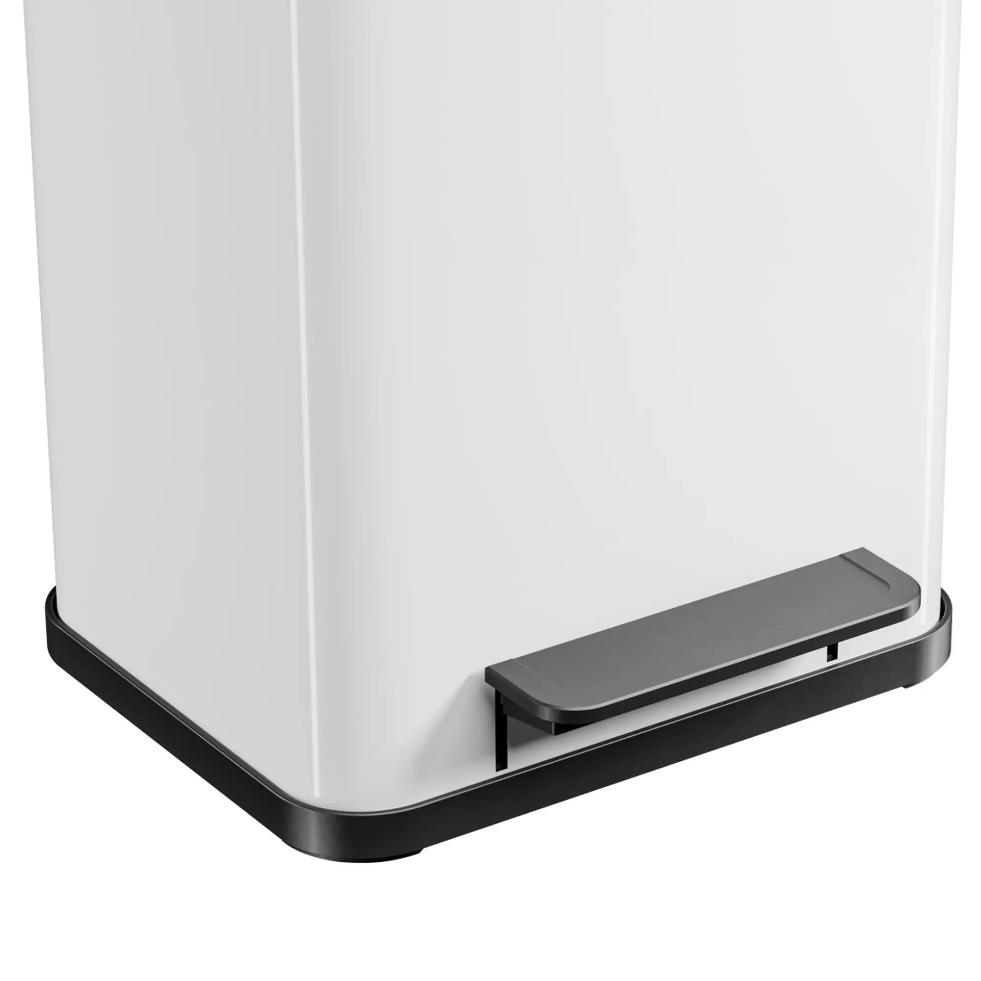 Hailo Öko uno Plus M 17 Liter Tretmülleimer in Weiß mit schwarzem Soft-Close-Kunststoffdeckel, innenliegender Tretmechanik und breitem Kunststoff-Pedal, Hailo