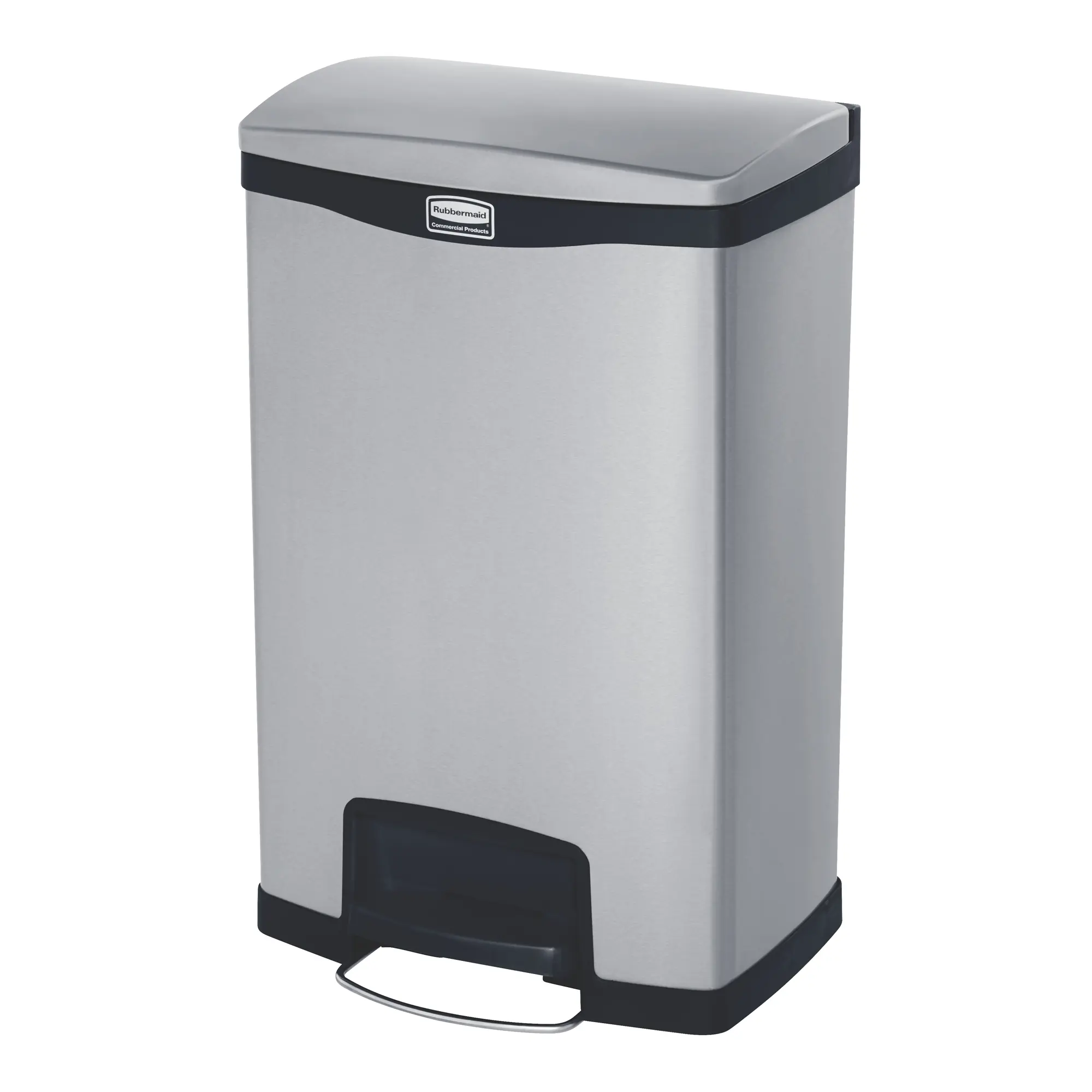 Rubbermaid Slim Jim Step on Edelstahl Abfallbehälter 50 Liter Front Step