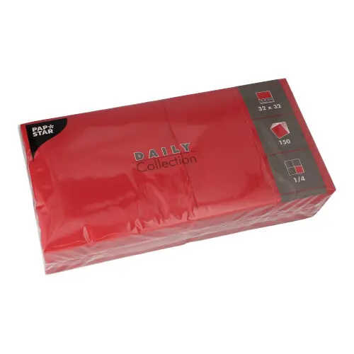 PAPSTAR Servietten "DAILY Collection" 1/4-Falz 32 x 32 cm bordeaux, 6 x 150 Stück – umweltfreundliche, kompostierbare FSC-Servietten für Gastronomie und Party