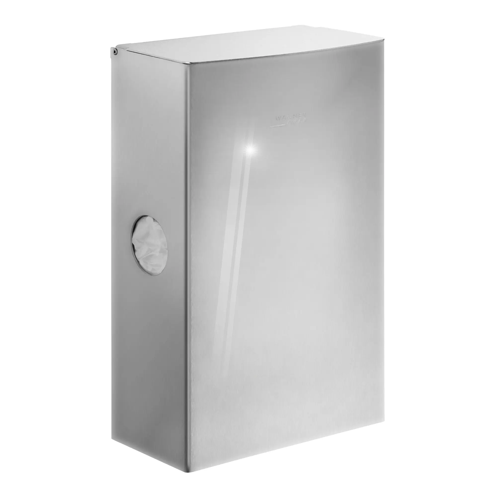 Wagner EWAR WP 177-1 Hygieneabfallbehälter mit integriertem Hygienebeutelspender, 4 Liter, keimreduzierender Edelstahl, zur Wandmontage, Artikelnummer WP 177-1