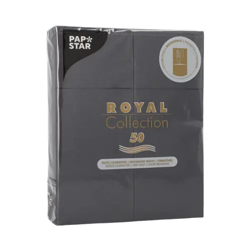 PAPSTAR Servietten ROYAL Collection 40 x 30 cm schwarz mit Besteckfalz aus stoffähnlichem Premium-Tissue, hochwertige schwarze Tischservietten, FSC-zertifiziert, Artikel 37336