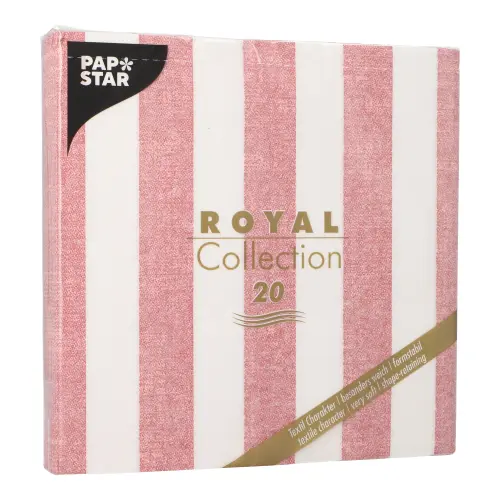 PAPSTAR Servietten ROYAL Collection 1/4-Falz 40x40 cm bordeaux Lines, Premium-Servietten in Stoffoptik mit Streifen für festliche Tafeln