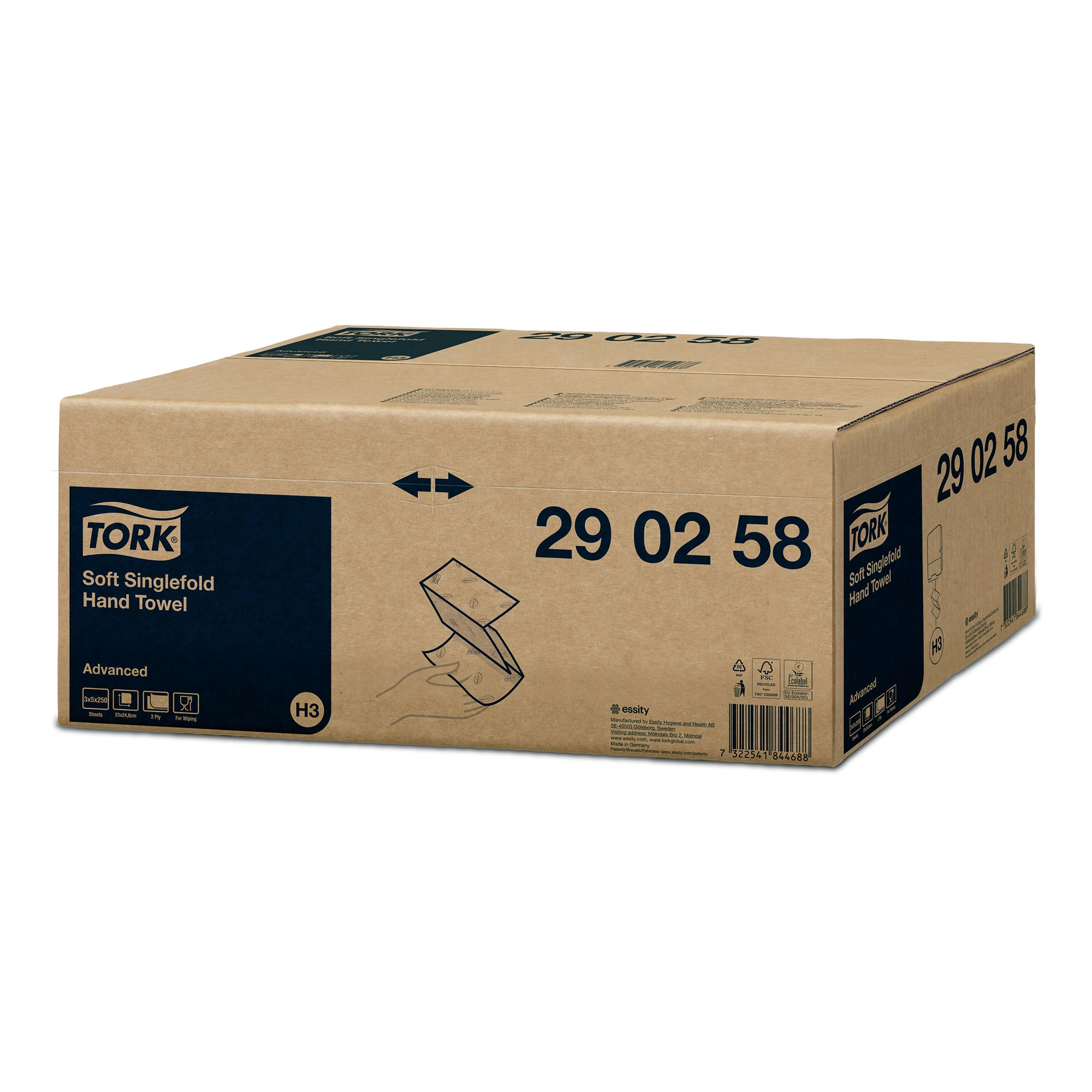Tork 290258 Advanced Zickzack Papierhandtücher Recycling C&C H3 24,8 x 23 cm, 2-lagig, weiß