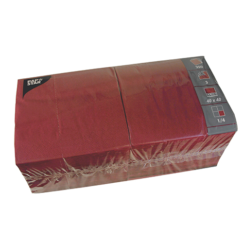 PAPSTAR Servietten, 3-lagig 1/4-Falz 40 cm x 40 cm bordeaux