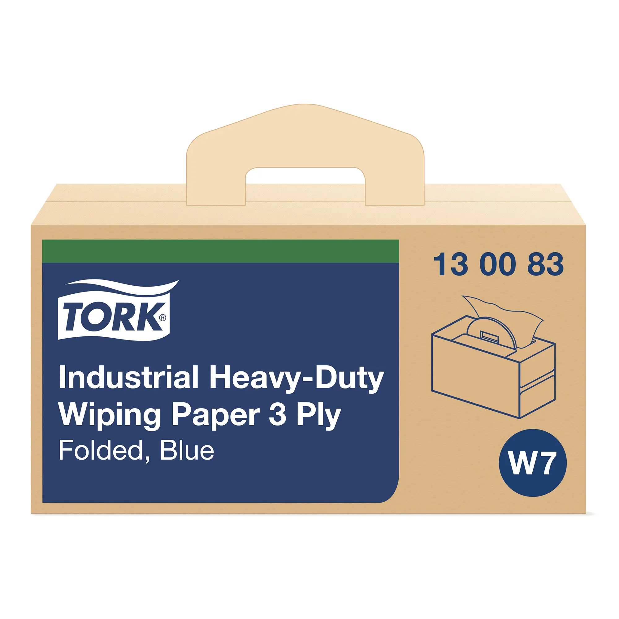 Tork 130083 Premium extra-starke Industrie-Papierwischtücher W7 blau 3-lagig, 38,5 x 32,4 cm, 200 Tücher