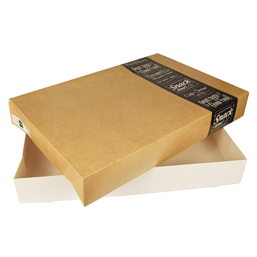 PAPSTAR Transport- und Catering-Kartons "pure" eckig Good Food groß 8 x 37,6 x 55,7 cm, brauner fettdichter Frischfaserkarton für Snacks und Food-to-go, nachhaltiger Transportkarton