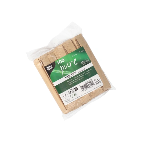 PAPSTAR Rührstäbchen Holz "pure" 9 cm x 5 mm einzeln gehüllt, 20 x 100 Stück
