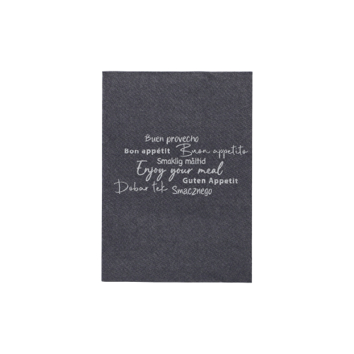 PAPSTAR Snackservietten "DAILY Collection" 1/4-Falz 24 cm x 16,5 cm schwarz "Enjoy your Meal", 6 x 300 Stück