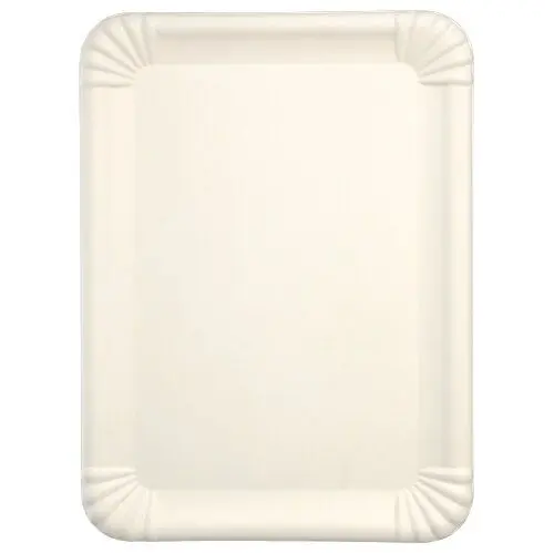 PAPSTAR Servierplatten, Zuckerrohr "pure" eckig 26 x 35 cm weiß, stabile kompostierbare Servierplatte aus Bagasse, mikrowellengeeignet, 6 x 25 Stück, Art.-Nr. 89860