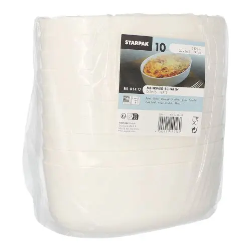 Starpak Mehrweg-Schalen oval 2400 ml 9,1 cm x 16,5 cm x 26 cm weiß "Cella"