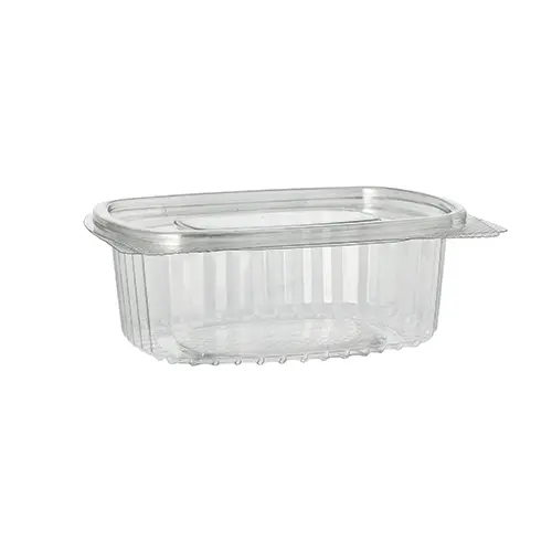 Starpak Feinkost- und Salatschalen mit Klappdeckel, ovale R-PET Schale 375 ml, 5 x 11,5 x 14,4 cm, klar, von PAPSTAR für Feinkost und Salate