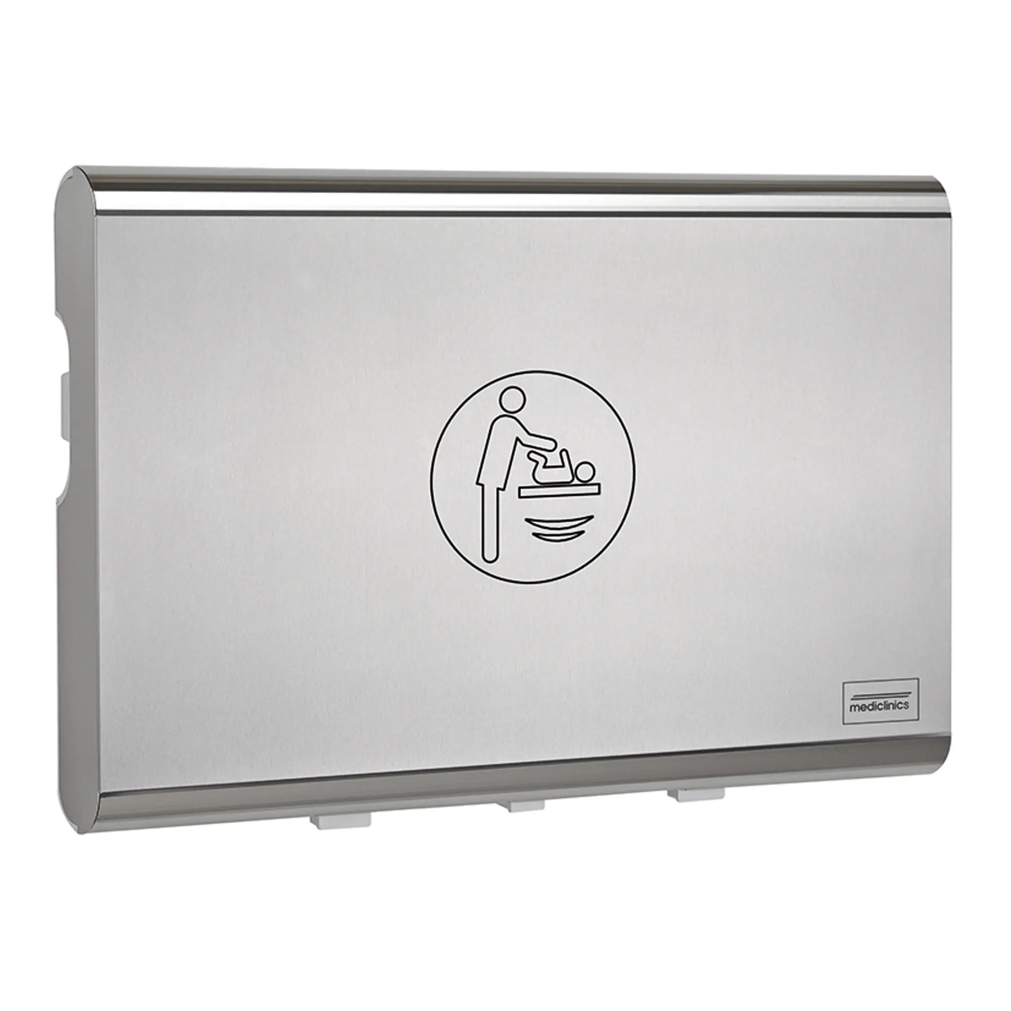 Mediclinics Baby-Wickeltisch horizontal CP0016H aus Edelstahl, klappbarer Wand-Wickeltisch für öffentliche Waschräume und Gastronomie, Artikelnummer CP0016H