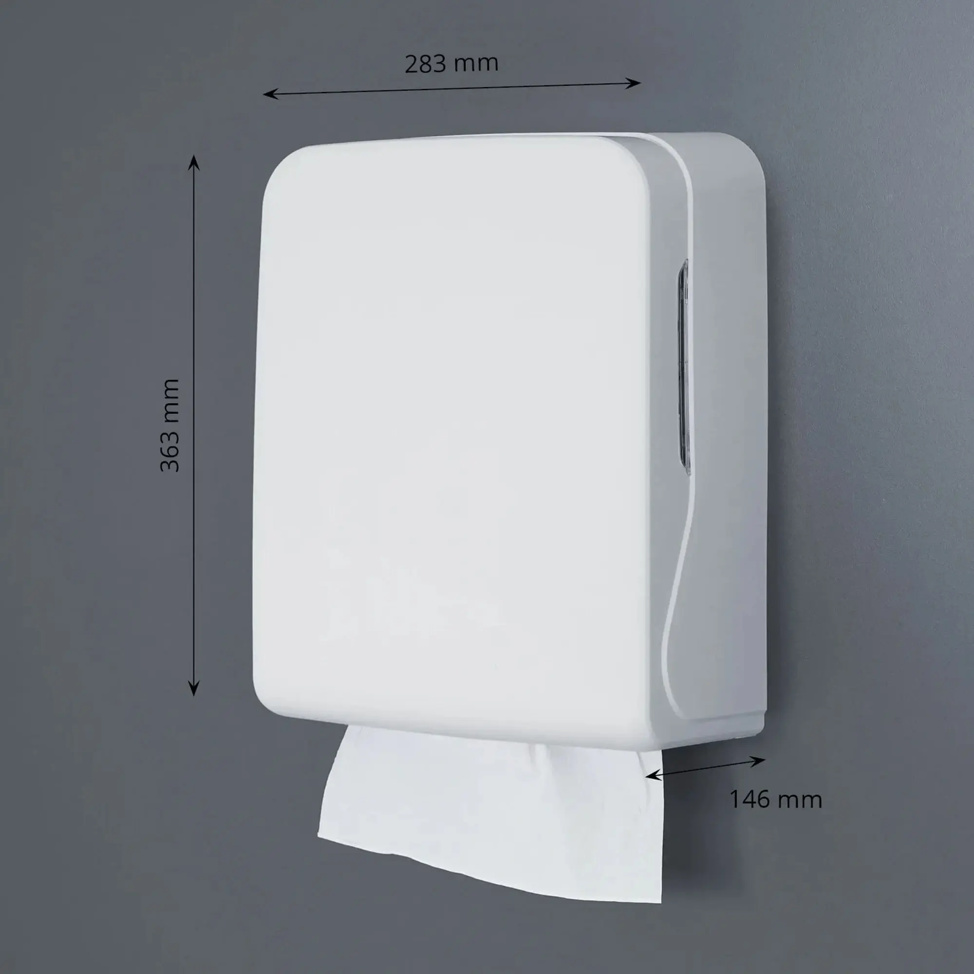 SEMYtop Handtuchspender Maxi, V-Falz, 600 Blatt, weißer Hygienespender aus schlagzähem Kunststoff mit Maßen 363 x 283 x 146 mm