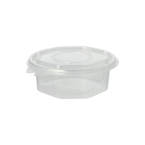 Starpak Verpackungsbecher mit Klappdeckeln, PP 8-eckig 375 ml, 4,2 x 11 x 11 cm, transparenter To-Go-Becher für Salate und Feinkost von PAPSTAR