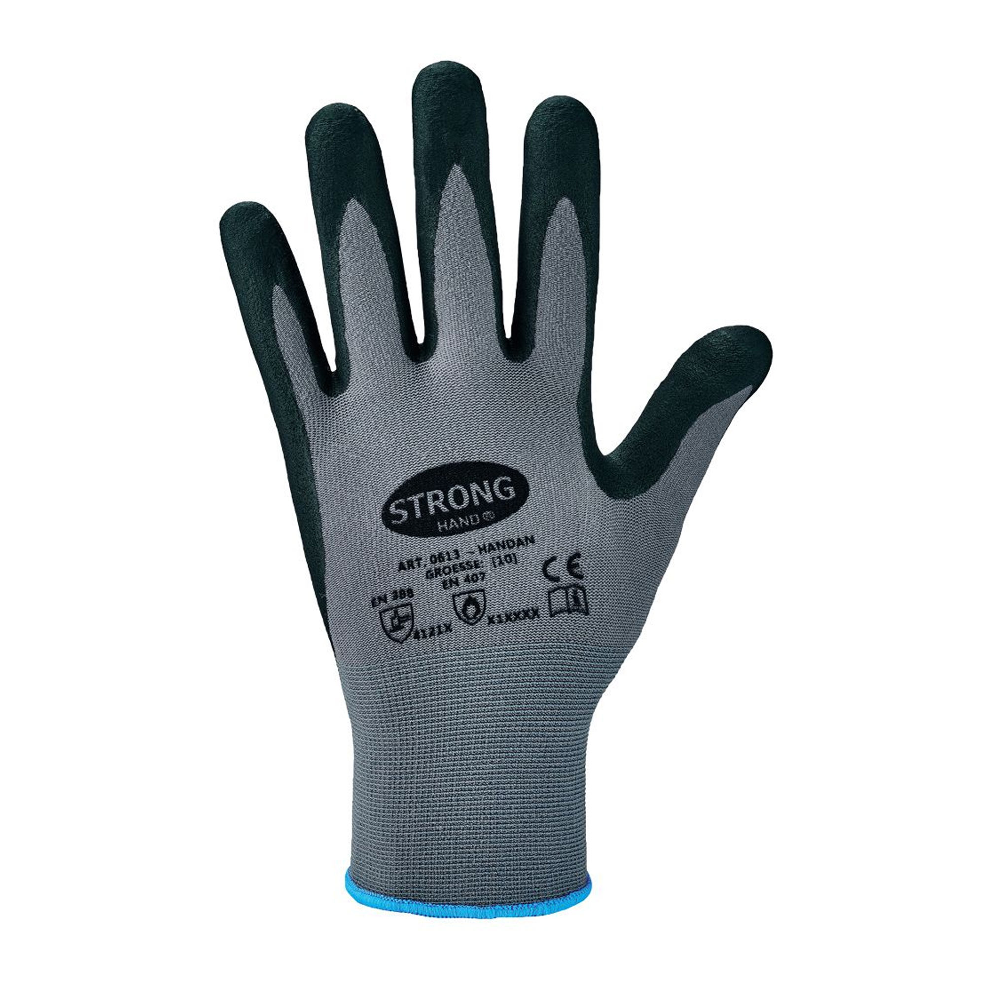 Stronghand Handan 0613 Feinstrickhandschuhe mit Nitril-Beschichtung grau/schwarz, VE 120 Paar