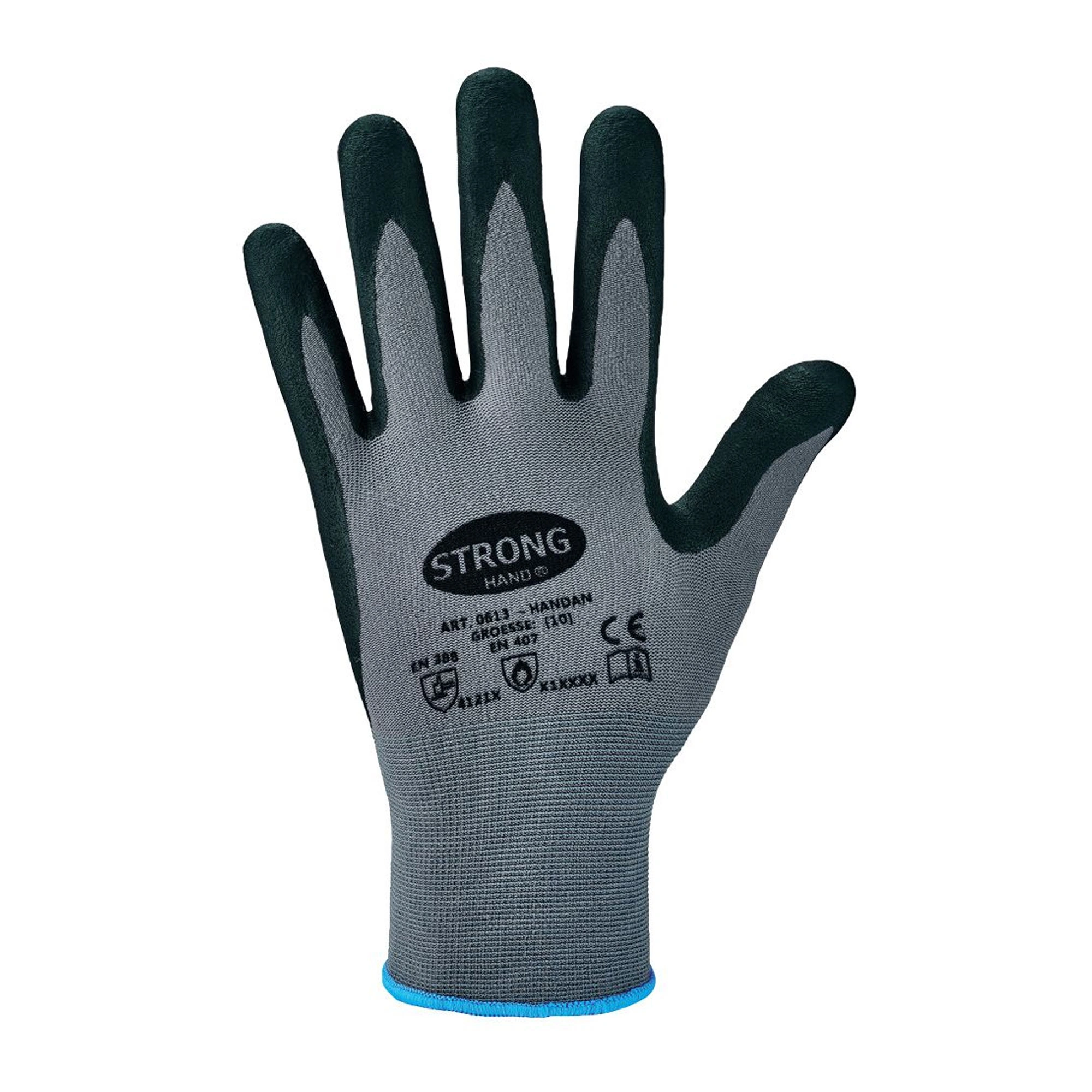 Stronghand Handan 0613 Feinstrickhandschuhe mit Nitril-Beschichtung grau/schwarz, VE 120 Paar