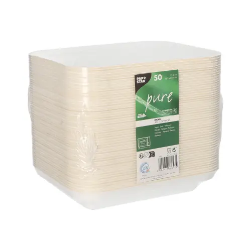 PAPSTAR Deckel, Zuckerrohr "pure" 3,5 cm x 20,3 cm x 15,3 cm weiß