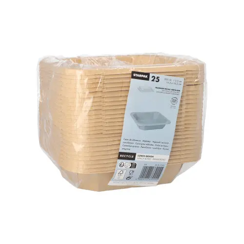 Starpak Lunchboxen, Pappe eckig 500 ml 3,3 cm x 16,2 cm x 16,2 cm braun
