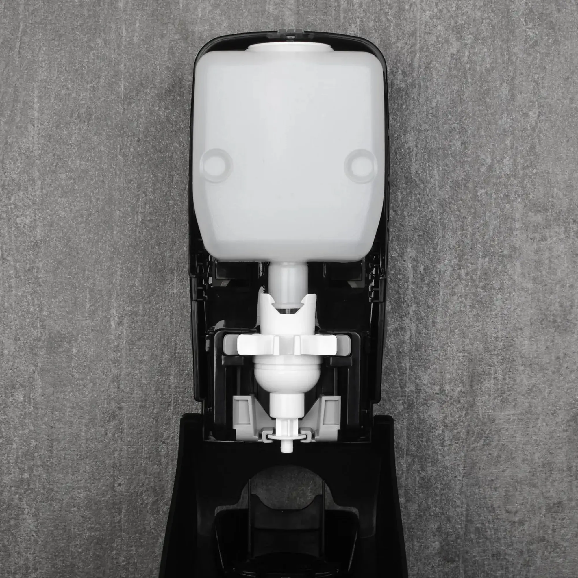 SEMYtop Schaumseifenspender 500 ml Kunststoff in Schwarz, manueller, frei nachfüllbarer Schaumseifenspender aus der Black & White Hygienespender-Linie