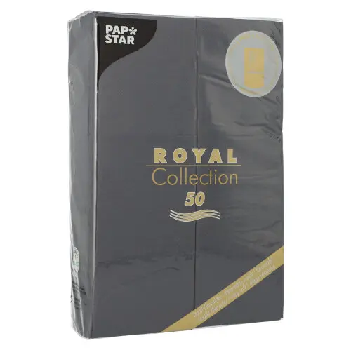 PAPSTAR 50 Servietten "ROYAL Collection" 48 cm x 30 cm schwarz mit Besteckfalz