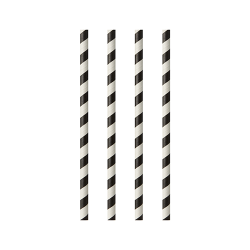 PAPSTAR 100 Trinkhalme, Papier Ø 6 mm, 20 cm schwarz/weiß "Stripes"