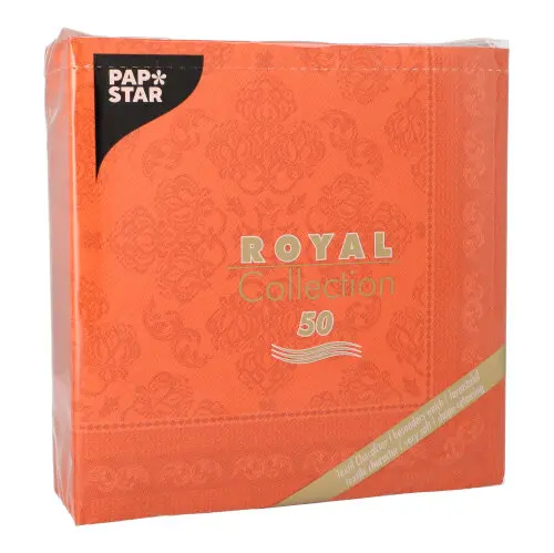 PAPSTAR Servietten "ROYAL Collection" 1/4-Falz 40x40 cm nektarine Arabesque aus Tissue in Stoffoptik, weiche Premium-Servietten mit Arabesken-Dekor, Artikel 89272