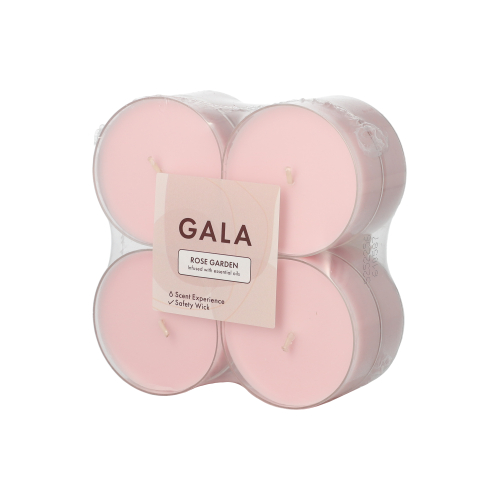 PAPSTAR "GALA" Maxi Duftlichte Ø 59 mm, 24 mm rose - Rose Garden Polycarbonathülle, 6 x 8 Stück