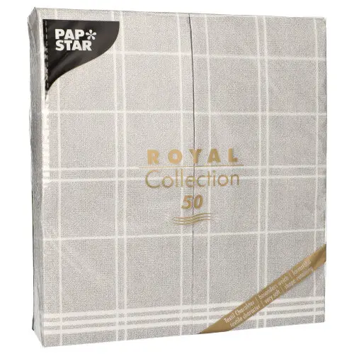 PAPSTAR 50 Servietten "ROYAL Collection" 1/6-Falz 48 cm x 33 cm grau "Kitchen Craft"