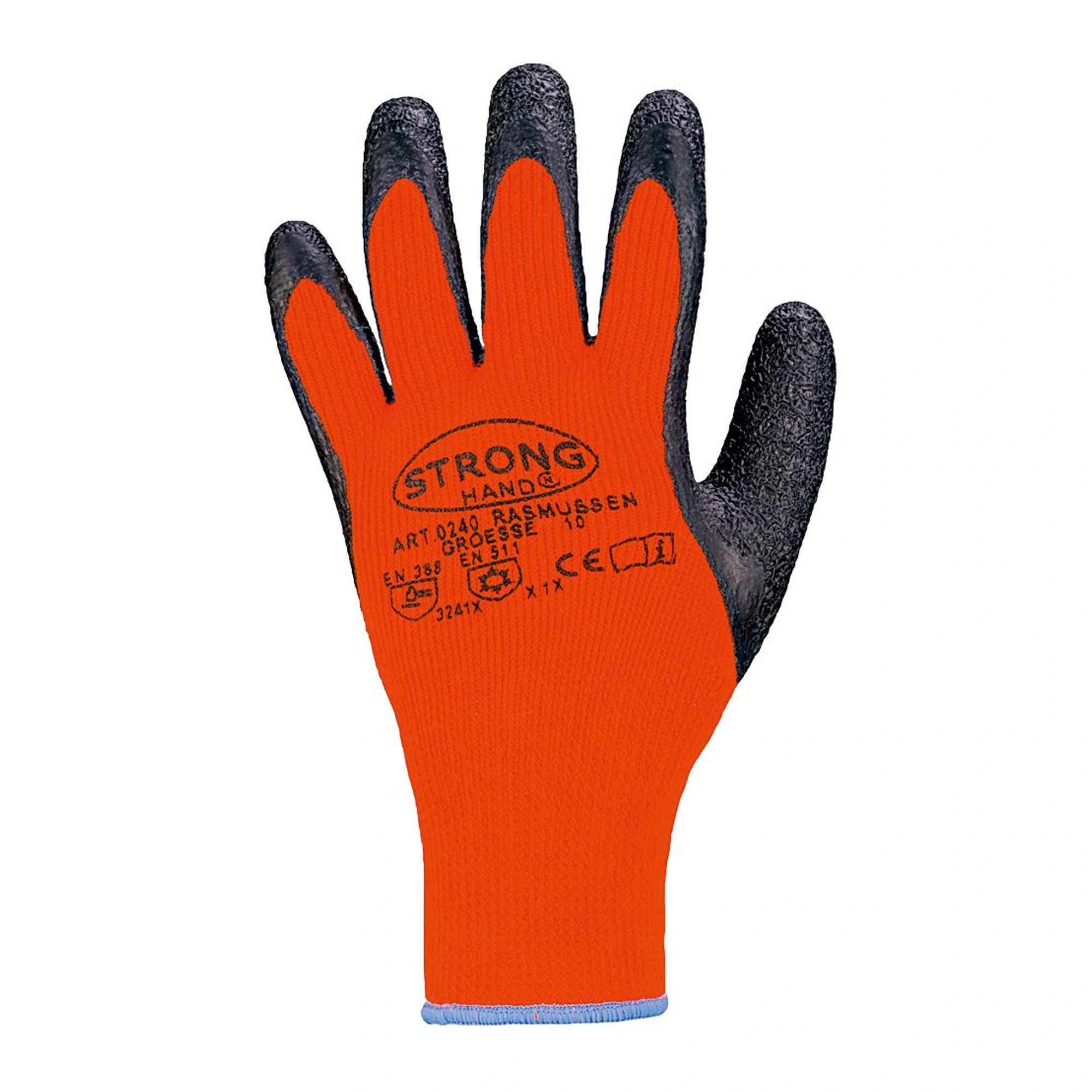 Stronghand Rasmussen 0240 Kälteschutzhandschuhe mit Latex-Beschichtung orange/schwarz, VE 60 Paar