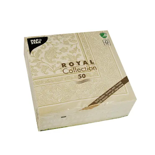 PAPSTAR 50 Servietten "ROYAL Collection" 1/4-Falz 40 cm x 40 cm champagner "Ornaments"