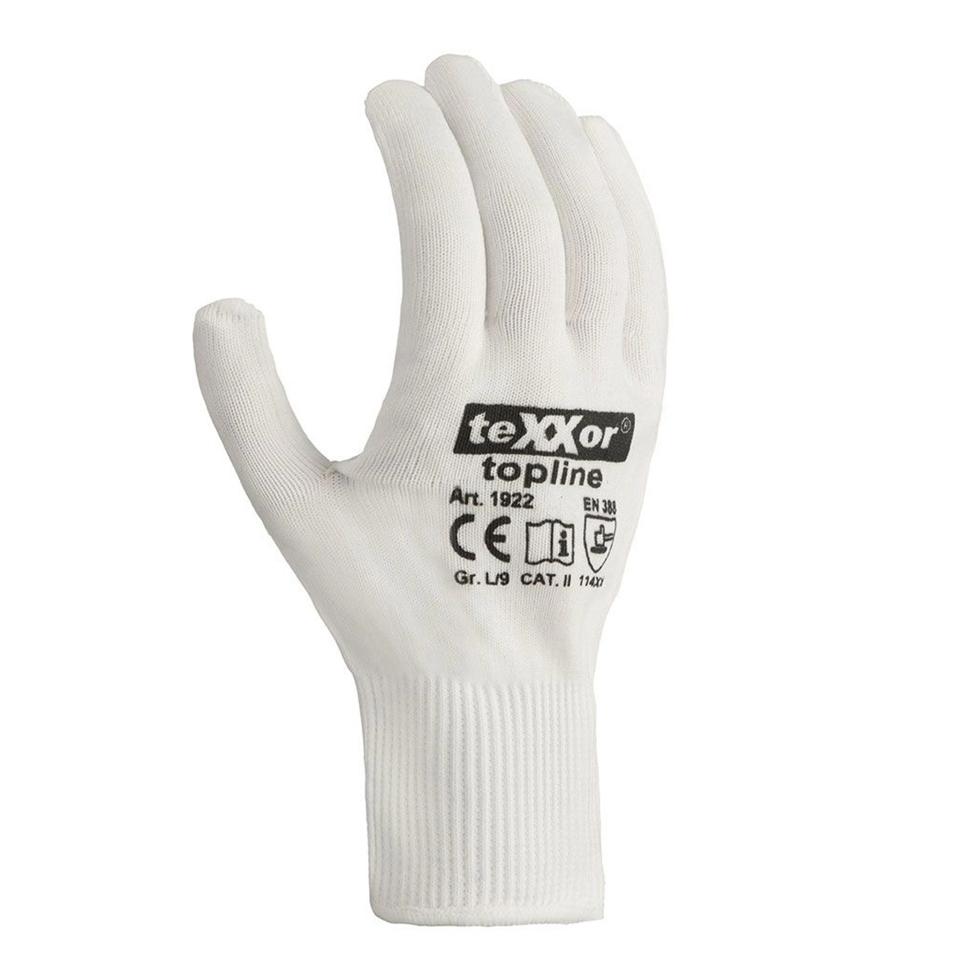 teXXor Topline 1922 Feinstrickhandschuhe mit Vinyl-Beschichtung weiß, VE 240 Paar