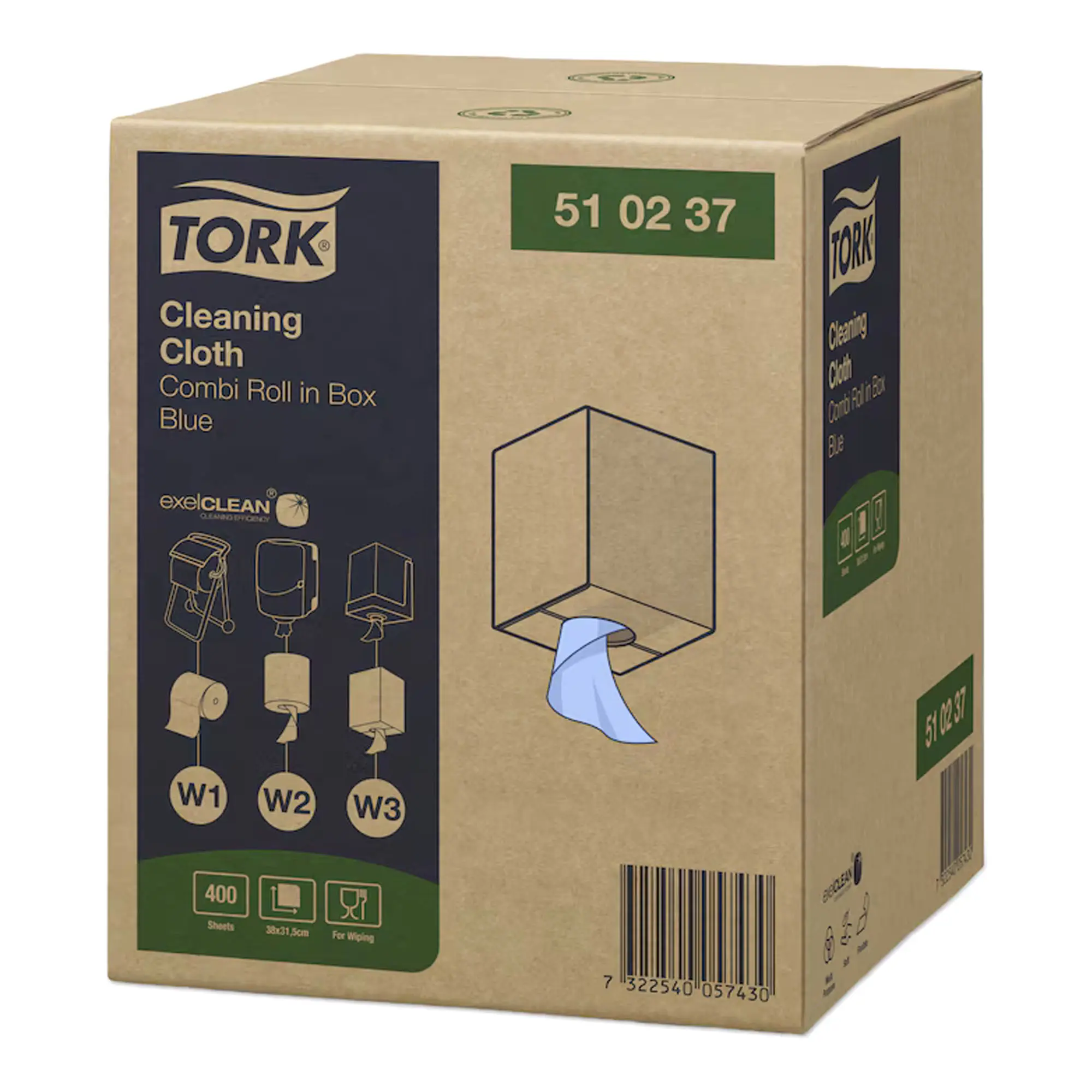 Tork 510237 Premium Reinigungstücher W1/W2/W3 blau, 1-lagig, 152 Meter