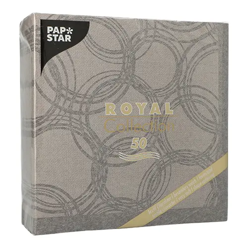 PAPSTAR Servietten ROYAL Collection 1/4-Falz 40 cm x 40 cm grau Bubbles, hochwertige stoffähnliche Premium-Servietten mit Kreisdesign, FSC-zertifiziert, Art.-Nr. 89682