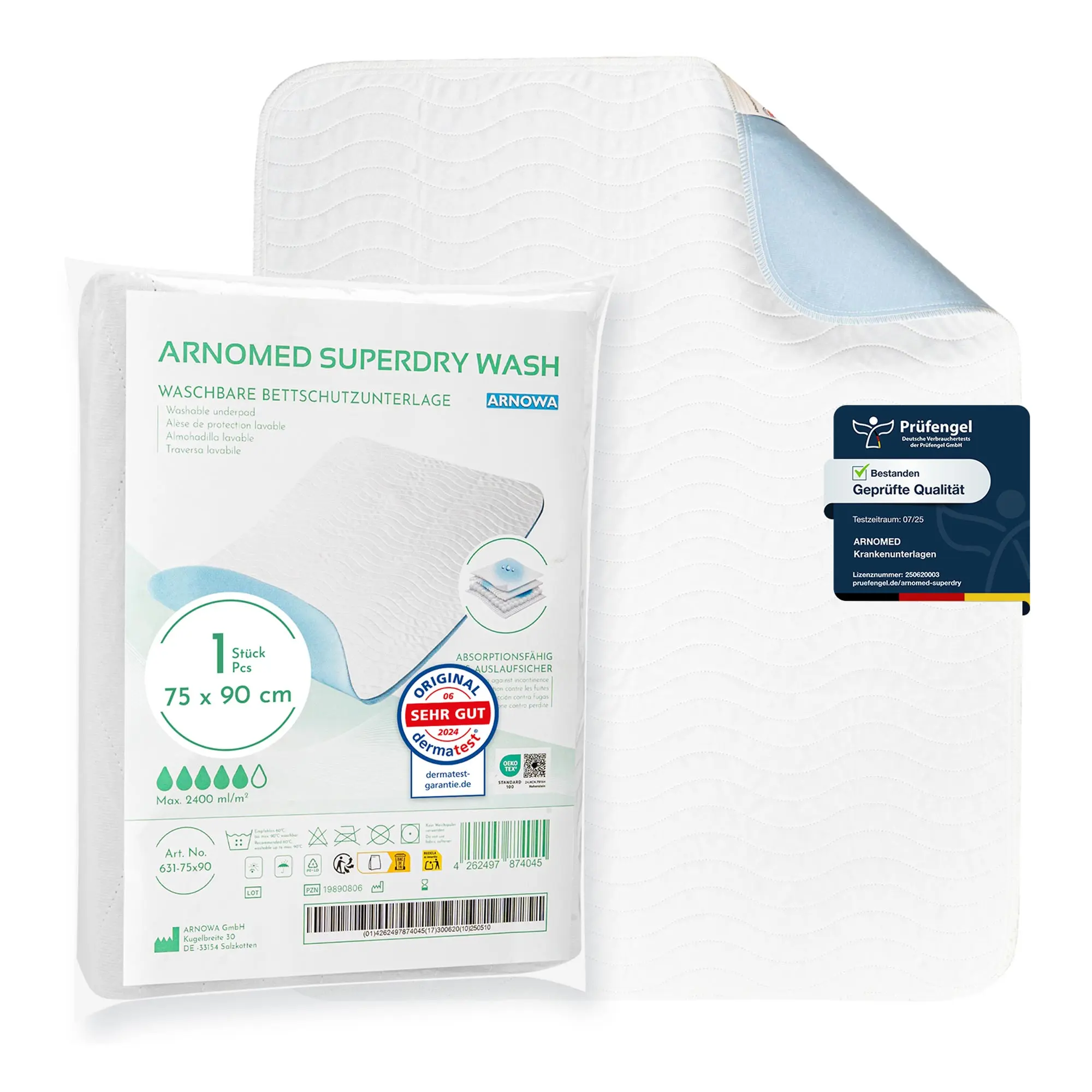 ARNOMED SUPERDRY WASH Waschbare Bettschutzunterlage, 1 Stück