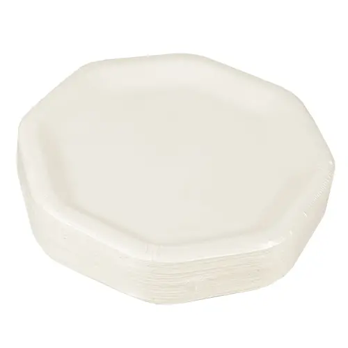 PAPSTAR Teller, Pappe "pure" 8-eckig 23,5 cm x 23,5 cm weiß aus 100 % Frischfaserkarton, lebensmittelecht und FSC-zertifiziert, Art.-Nr. 85703