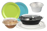 Einweg Schalen mit Deckel und bunte Pappteller für Take-away, Catering und Party, Artikelnummer 12345
