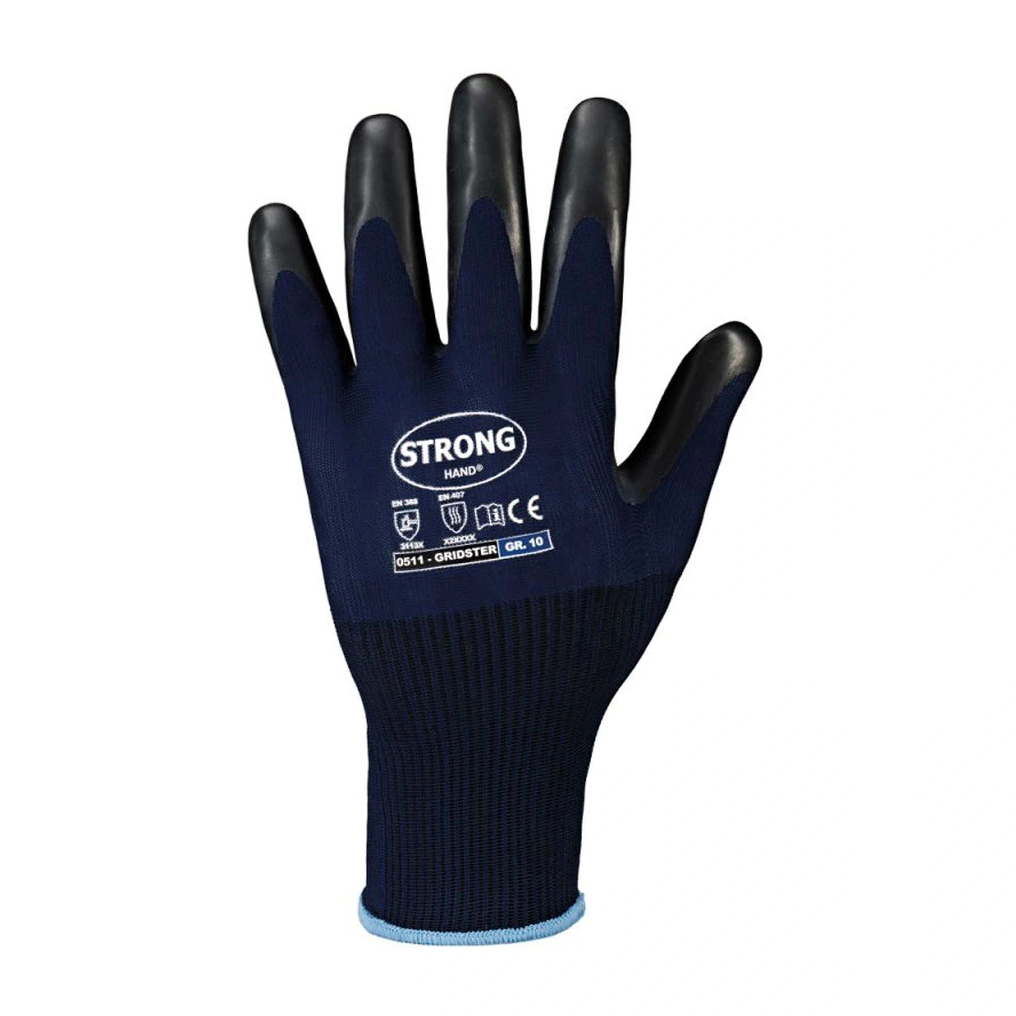 Stronghand Gridster 0511 Feinstrickhandschuhe mit Latex-Beschichtung dunkelblau/grau, VE 120 Paar