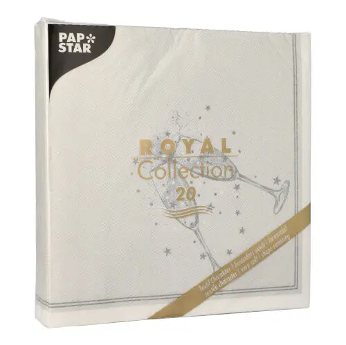 PAPSTAR 20 Servietten "ROYAL Collection" 1/4-Falz 40 cm x 40 cm silber "Festivity"