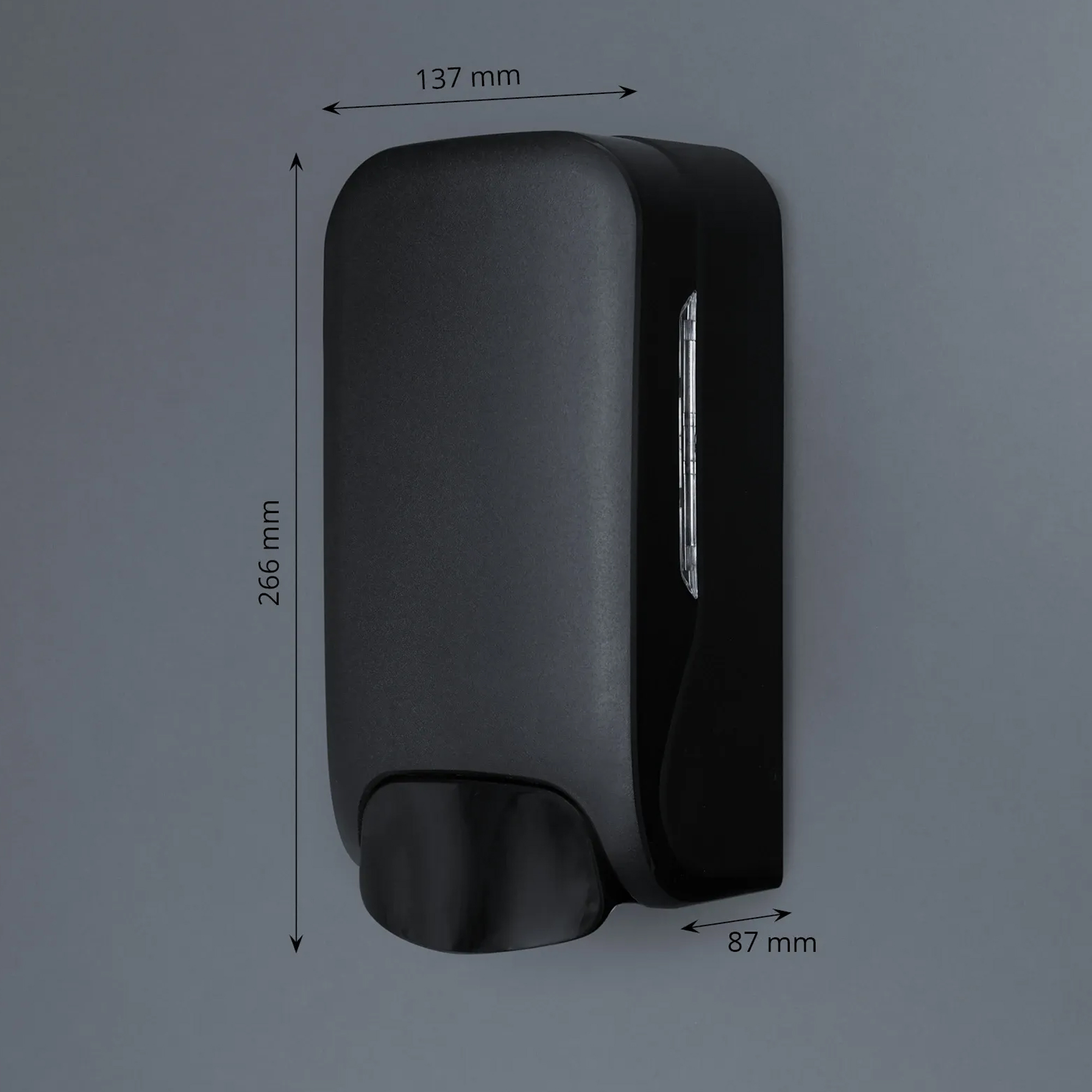 SEMYtop Seifenspender 1000 ml Kunststoff, nachfüllbar, schwarzer Wand-Seifenspender mit modernem Design für Sanitär- und Waschraumbereiche, Artikelnummer ST-1000