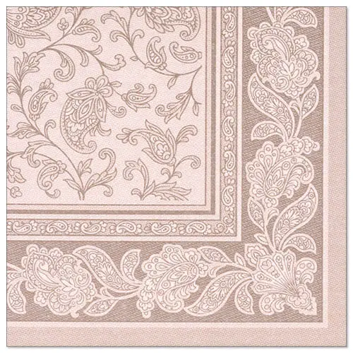 PAPSTAR Servietten "ROYAL Collection" 1/4-Falz 40 x 40 cm mocca "Ornaments", hochwertige Premium-Servietten in Stoffoptik mit ornamentaler Bordüre, 5 x 50 Stück