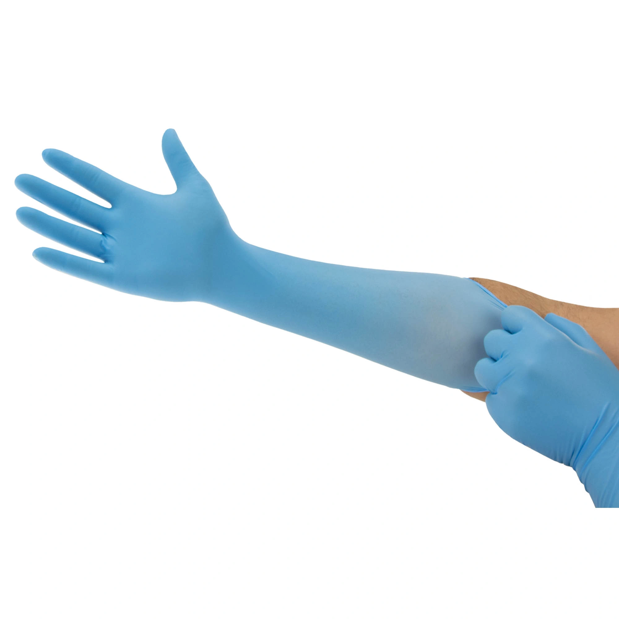 Ansell Microflex 93-243 Nitrilhandschuhe blau puderfrei, langer Nitril-Einweghandschuh wird über den Unterarm gezogen, VE 1000 Stück, Art.-Nr. 93-243