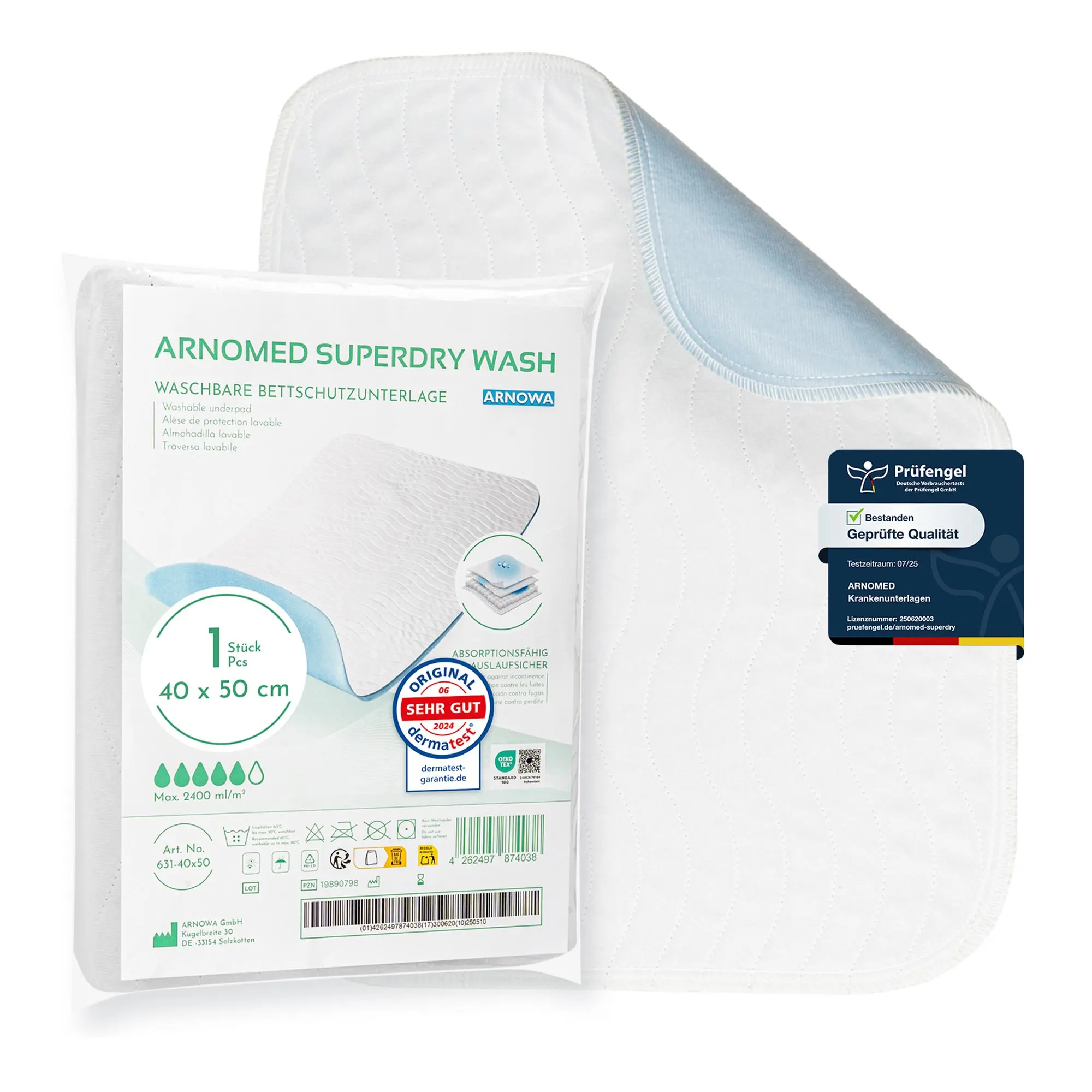 ARNOMED SUPERDRY WASH Waschbare Bettschutzunterlage, 1 Stück