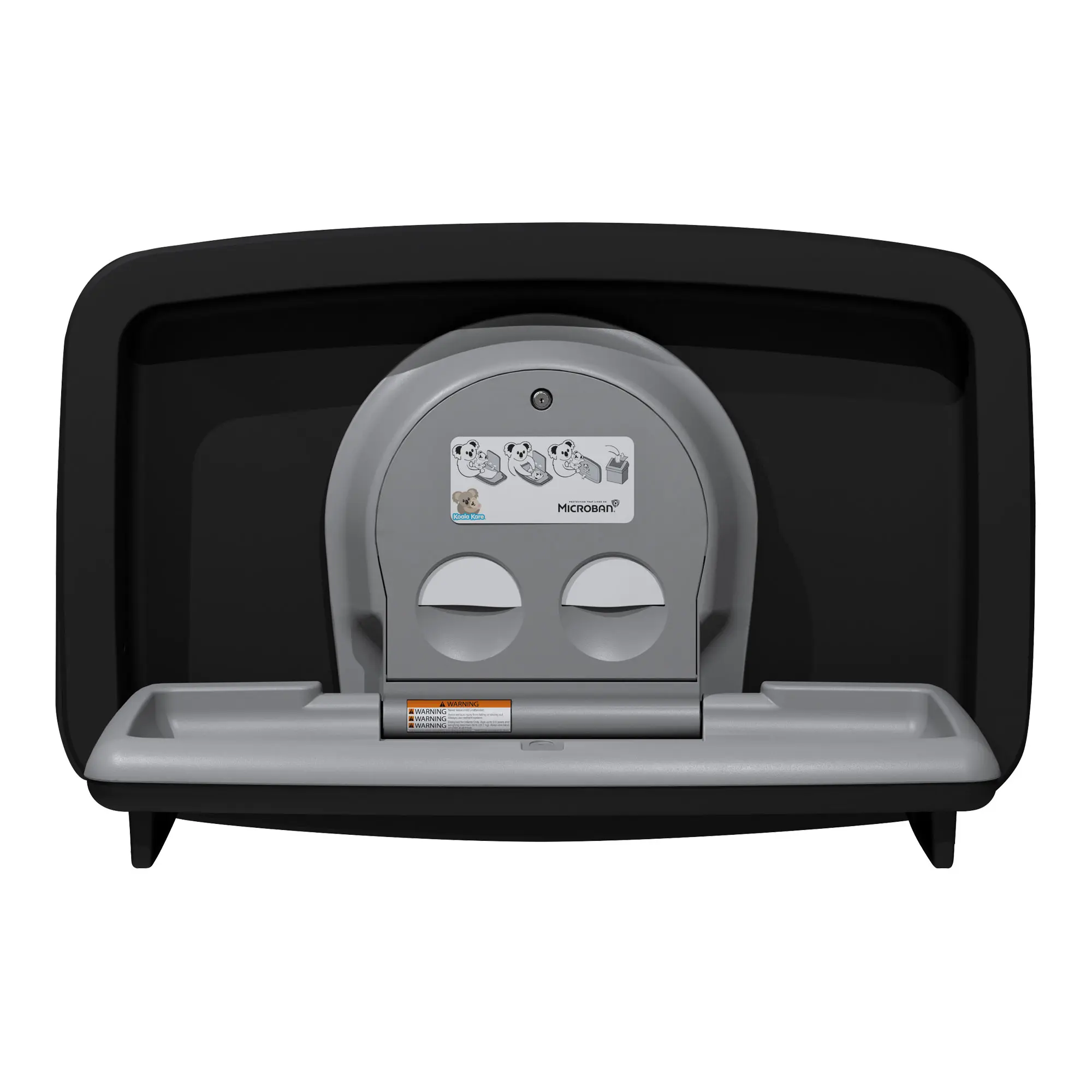 Koala Kare KB310-SSRE horizontaler Babywickeltisch zur Unterputzmontage, Edelstahlgehäuse, horizontal klappbar mit Ablage und Sicherheitsgurt, Artikelnummer KB310-SSRE