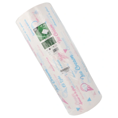 PAPSTAR Einschlagpapiere Kraftpapier 570 m x 50 cm weiß "Icelove" Secare-Rolle, 10 kg, lebensmittelechtes, reißfestes Eiscreme-Einschlagpapier für Eisdielen und Cafés