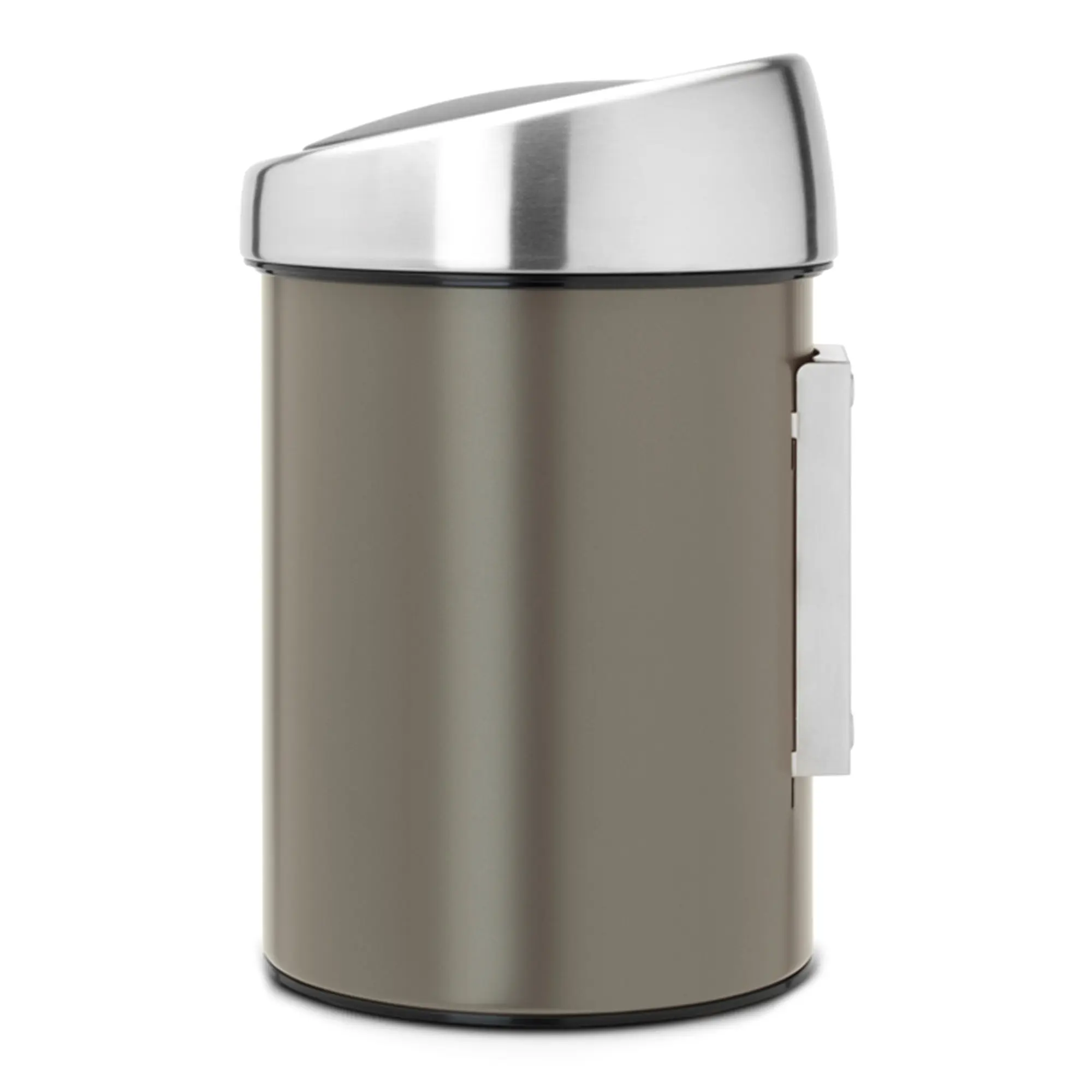 Brabantia Touch Bin Kosmetik-Wandabfalleimer 3 Liter Edelstahl, runder Wandmülleimer mit Touchdeckel für Bad und WC, leichte Reinigung und schneller Beutelwechsel