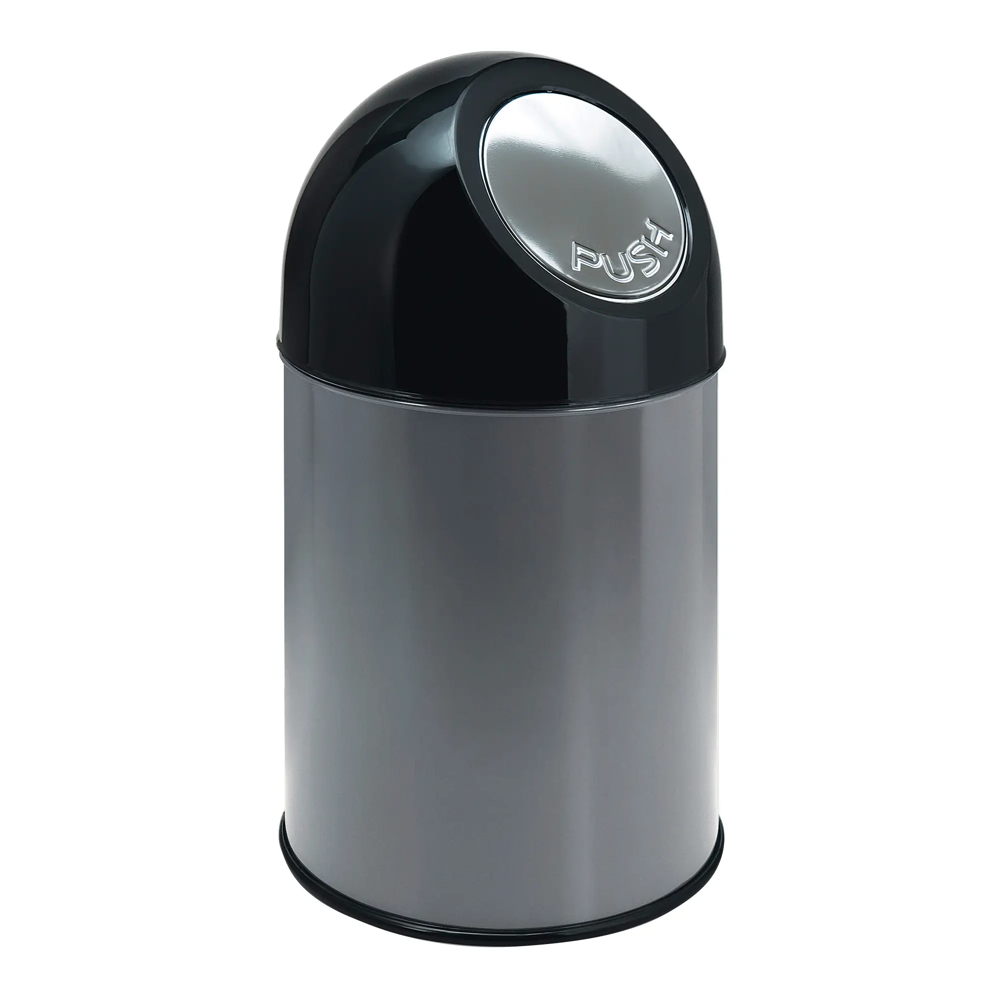 V-Part Abfallbehälter Edelstahl-Pushklappe Inneneimer 30 Liter metallic/schwarz 31023448_1